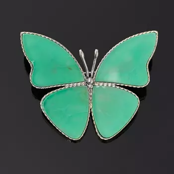 Брошь хризопраз (мельхиор)