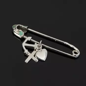 Брошь изумруд огранка (серебро 925 пр.) (булавка)