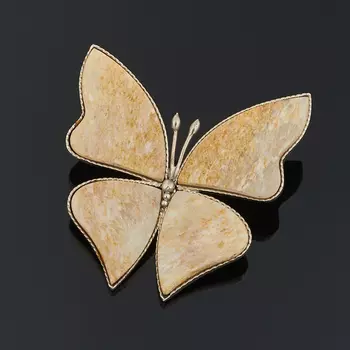 Брошь кварцит (златолит) (мельхиор)