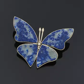 Брошь лазурит (мельхиор)