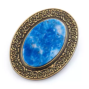 Брошь лазурит (серебро 925 пр., позолота)