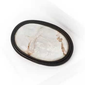 Брошь лунный камень (кожа натуральная)