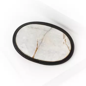 Брошь лунный камень (кожа натуральная)