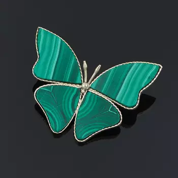 Брошь малахит (мельхиор)