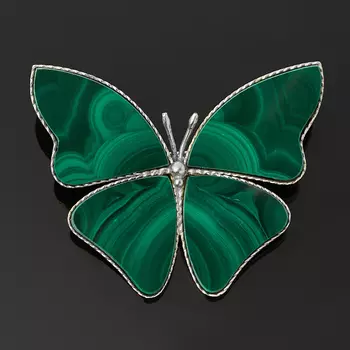 Брошь малахит (мельхиор)