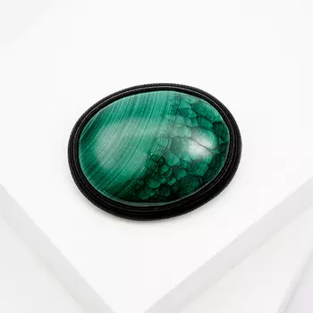 Брошь малахит (натуральная кожа)