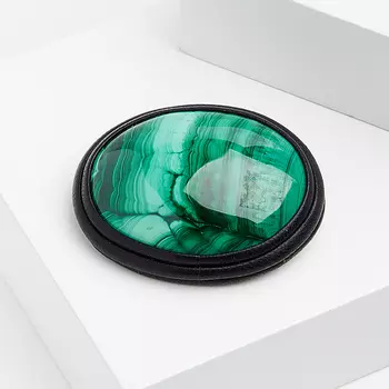 Брошь малахит (натуральная кожа)