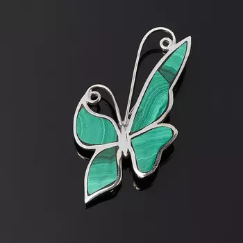 Брошь малахит (нейзильбер)