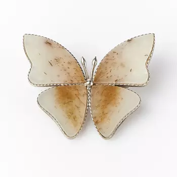 Брошь нефрит белый (мельхиор)