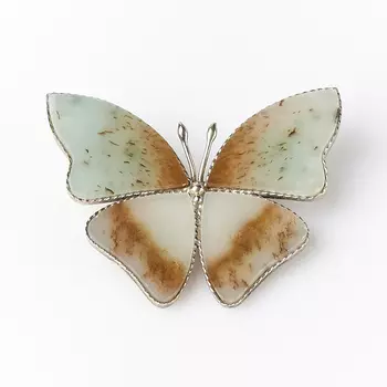 Брошь нефрит белый (мельхиор)