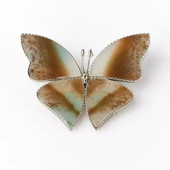 Брошь нефрит белый (мельхиор)