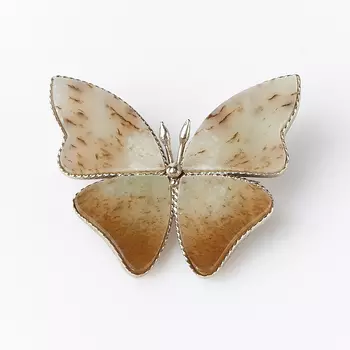 Брошь нефрит белый (мельхиор)