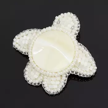 Брошь перламутр белый (биж. сплав)