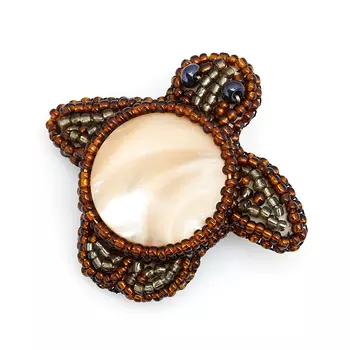 Брошь перламутр бежевый (биж. сплав)