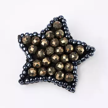 Брошь пирит (биж. сплав) огранка