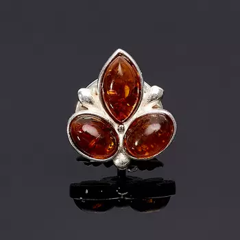 Брошь янтарь (латунь, посеребр.)