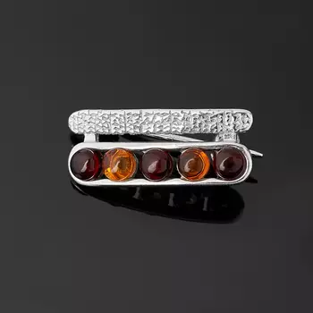 Брошь янтарь (серебро 925 пр. родир. бел.)