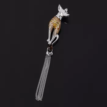 Брошь раухтопаз (серебро 925 пр. родир. бел., родир. черн.) огранка