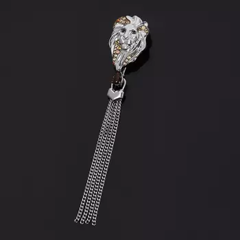 Брошь раухтопаз (серебро 925 пр. родир. бел., родир. черн.) огранка