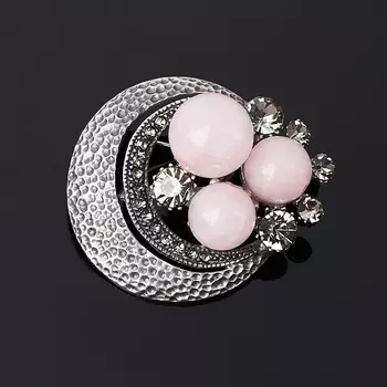 Брошь розовый кварц (биж. сплав)