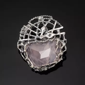 Брошь розовый кварц огранка (серебро 925 пр., позолота)