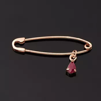 Брошь рубин (серебро 925 пр. позолота) огранка (булавка)