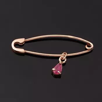 Брошь рубин (серебро 925 пр. позолота) огранка (булавка)