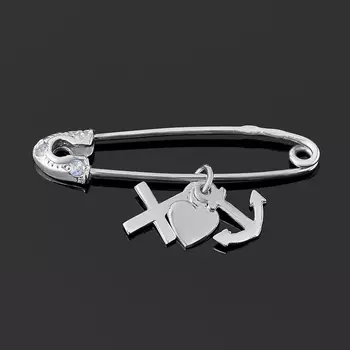 Брошь сапфир (серебро 925 пр. родир. бел.) огранка (булавка)