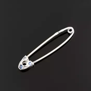 Брошь сапфир (серебро 925 пр. родир. бел.) огранка (булавка)