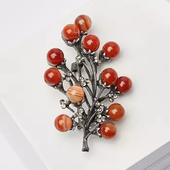 Брошь сердолик (биж. сплав)