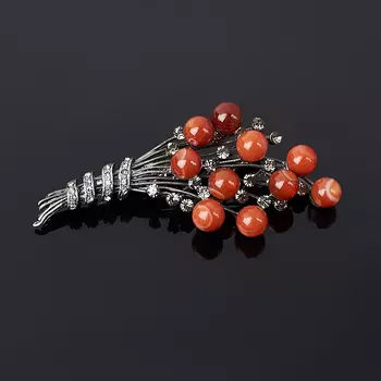 Брошь сердолик (биж. сплав)