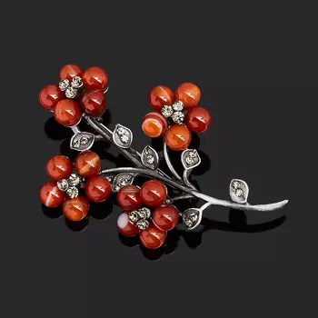 Брошь сердолик (биж. сплав)