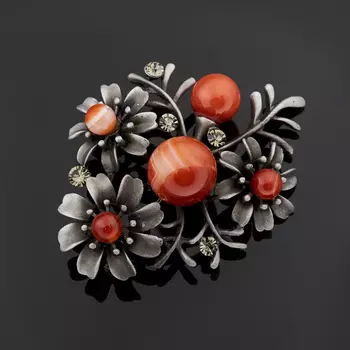 Брошь сердолик (биж. сплав)