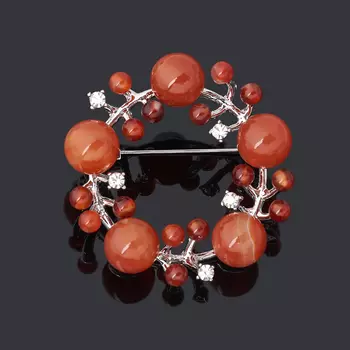 Брошь сердолик (биж. сплав)