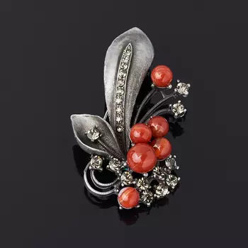 Брошь сердолик (биж. сплав)