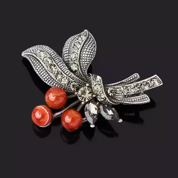 Брошь сердолик (биж. сплав)