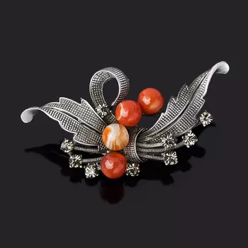 Брошь сердолик (биж. сплав)