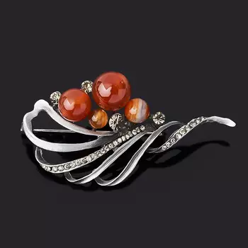 Брошь сердолик (биж. сплав)