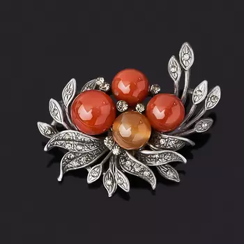 Брошь сердолик (биж. сплав)