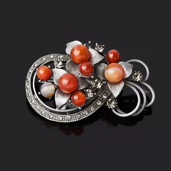 Брошь сердолик (биж. сплав)