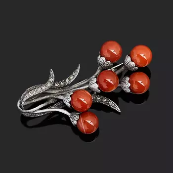 Брошь сердолик (биж. сплав)