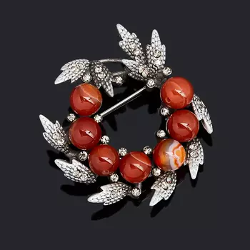 Брошь сердолик (биж. сплав)