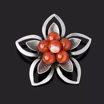 Брошь сердолик (биж. сплав)