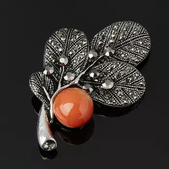 Брошь сердолик (биж. сплав)