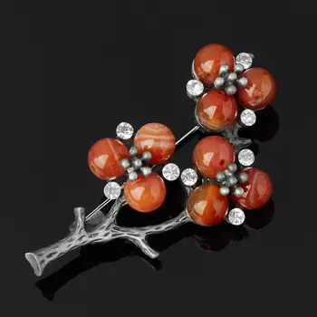 Брошь сердолик (биж. сплав)