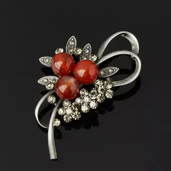 Брошь сердолик (биж. сплав)