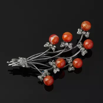 Брошь сердолик (биж. сплав)