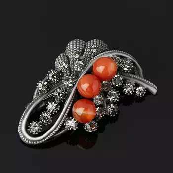 Брошь сердолик (биж. сплав)