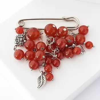 Брошь сердолик (биж. сплав) (булавка)