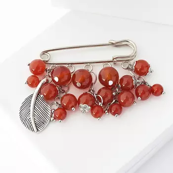 Брошь сердолик (биж. сплав) (булавка)